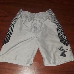 Grey and black Under Armour swimming trunks